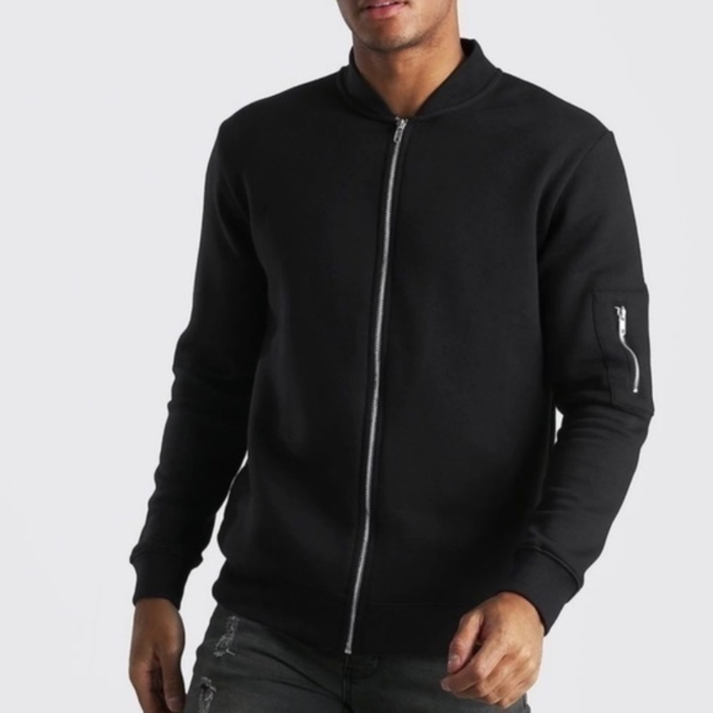 ASOS Black Jersey Bomber Jacket Size Medium